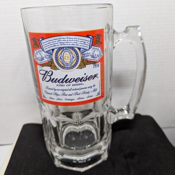 Year 2000 Vintage Official Budweiser Heavy Glass Beer Mug/ Stein 32oz 8" Tall - Picture 1 of 4